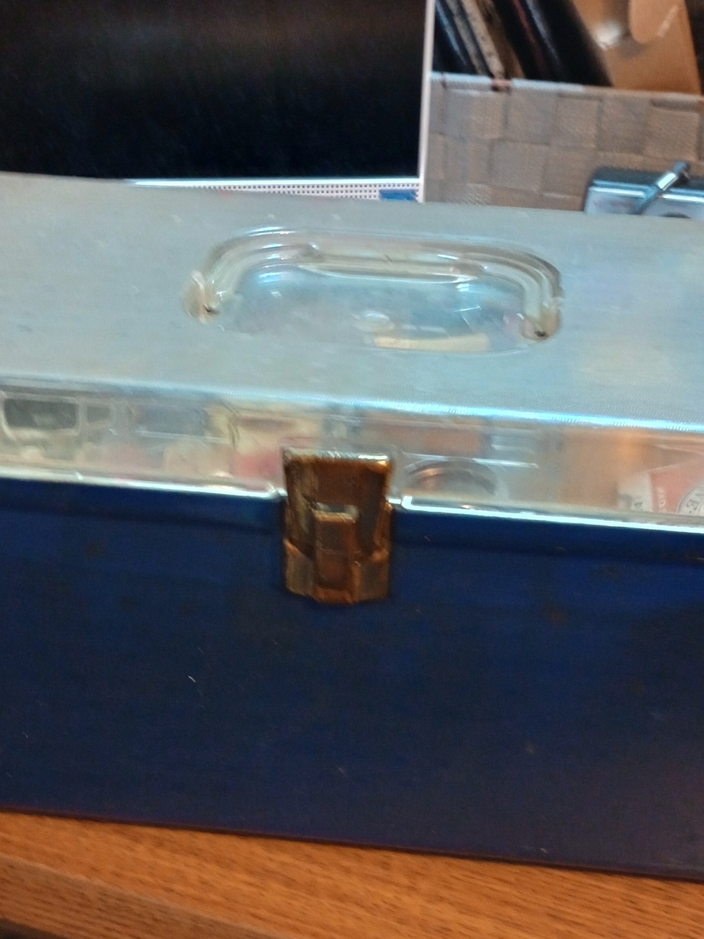 Sewing Box Clear Top Blue bottom Wil-Hold With Tray. 1960's